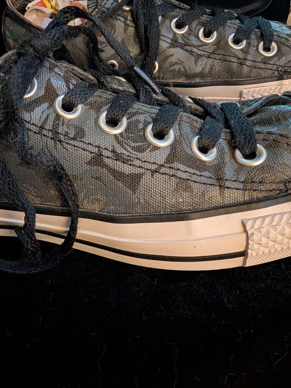 Converse Black Patterned Low-Top Canvas Sneakers